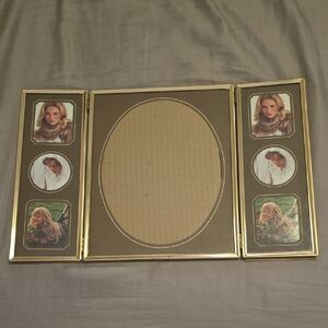 Vintage Gold tone bifold picture frame